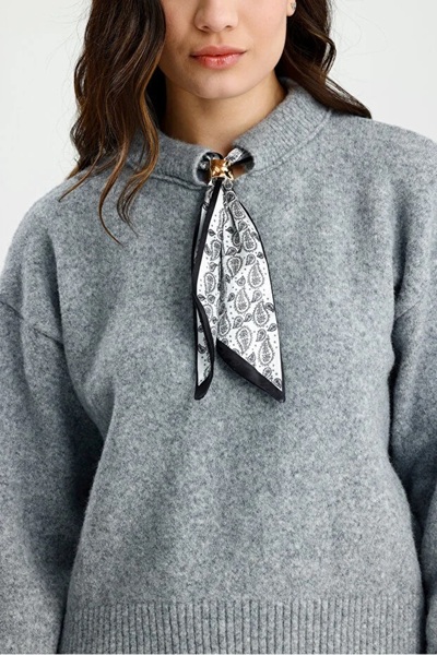 LOTUS CITY Women's Scarf Collar Soft Textured Knit Sweater