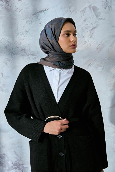 Silk Home Eșarfă din viscoză Velora, gri măsline-albastru petrol, cu model, a...