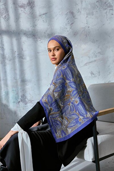 Silk Home وشاح فيسكوز فيلورا أرجواني-أخضر بيج منقوش مضاد للانزلاق 90×90