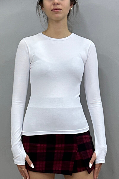 Tam Moda Women's Fingerless Crew Neck Bodysuit