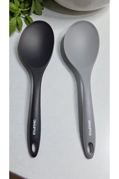 Manosta (2 Pcs) Heat Resistant 30 cm Large Serving Spoon - Fireproof, Non-Stick, Hard-Tipped Silicone Cooking Spoon