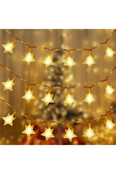 Glow Goods Christmas LED String Lights - Star Design, 10 m, 100 LEDs, 8 Modes, Warm White