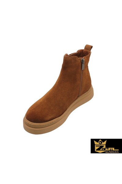 Zaim Kundura Women's Tan Genuine Suede Boots 505320063-1