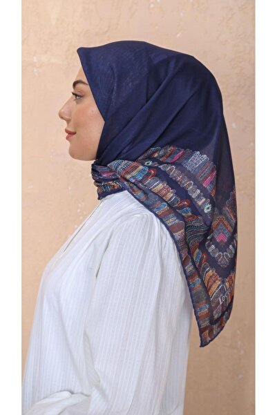 locella Soft Pamuk Eşarp Lacivert-9