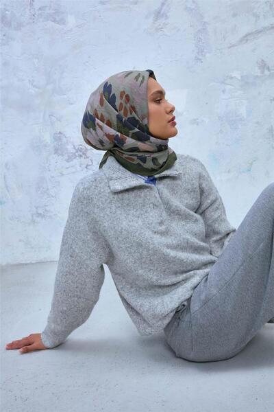 Silk Home Eșarfă din amestec de viscoză Velora, verde-ton de piatră, cu model...