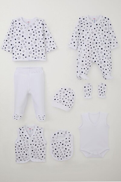 Breeze Baby Boy Hospital Release 8-Piece Star Patterned 0-3 Months, White