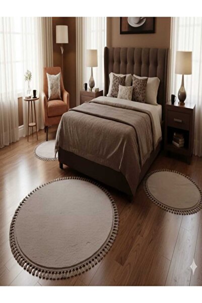 ALTUN CARPET VİZYON RENK ponpon saçaklı plüş halı 3 takım halınde 1 adet 200 ...