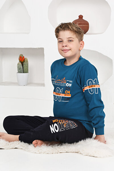 MODANINO Boy's Printed 100% Cotton Interlock Fabric Pajama Set 12446