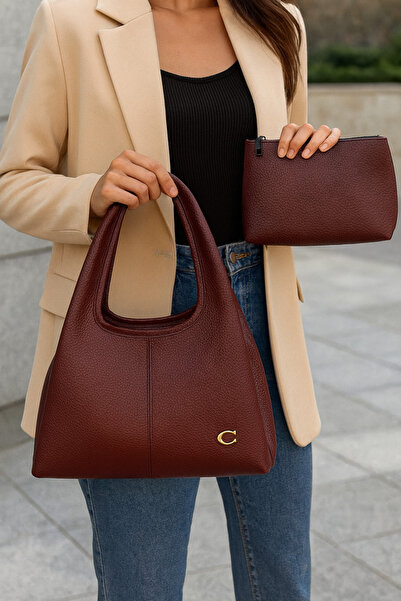 VELVET RUSH Şık Tasarım Kabartmalı Omuz ve El Çantası - City Soft Bag