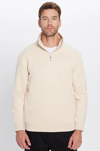 Tudors Unisex 3-Pack Green-Ecru-Navy Blue Relax Fit Cotton Half-Zip Mock Neck Sweatshirt