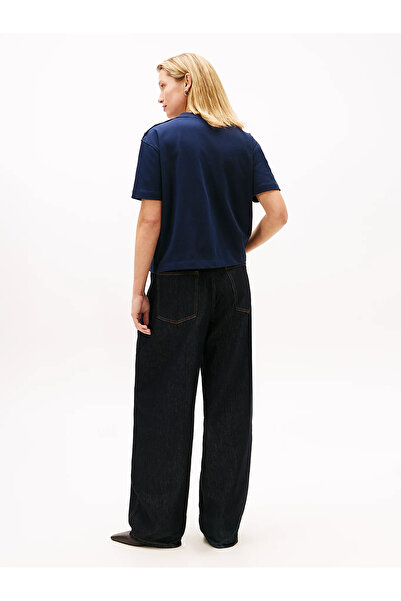 Tommy Hilfiger Women's Logo Short Sleeve Cotton Navy T-Shirt Ww0Ww47819-C1G