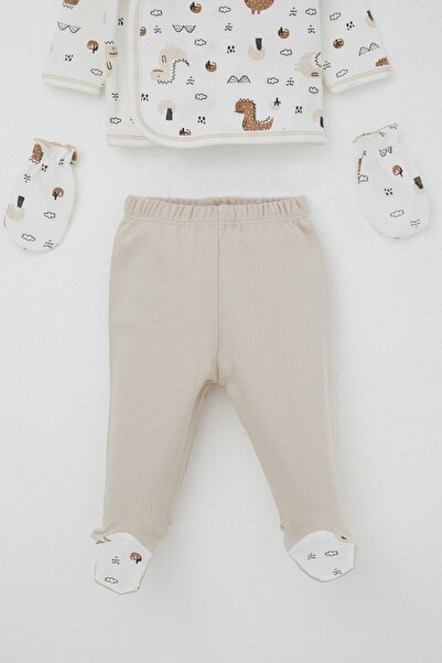 Breeze Baby Boy Hospital Release 5-Piece Set Nature-Themed Cute Little Dinosaur Patterned 0-3 Months, Ecru