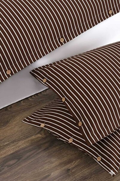 VİENNA Cotton Striped Duvet Cover Set Double Size - /200X220 Cm/Non-Elastic Sheet and Pillowcase
