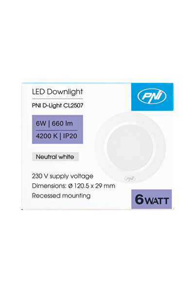 PNI D-Light CL2507 6W LED spot, recessed, round 12 cm, 4200K