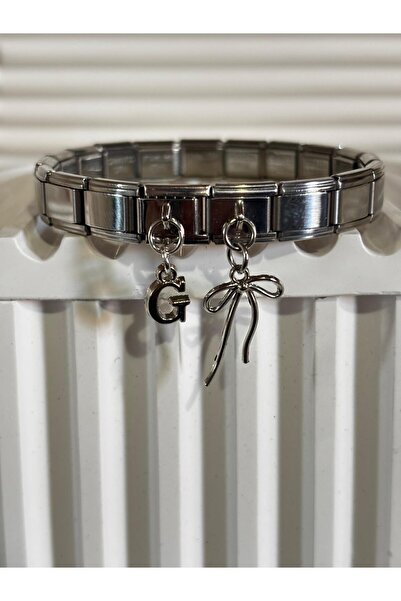 bijoux uniques G Harfli kurdele charmlı çelik italyan bileklik