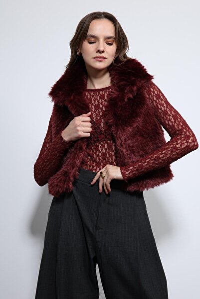 Antioch Burgundy Plush Look Vest