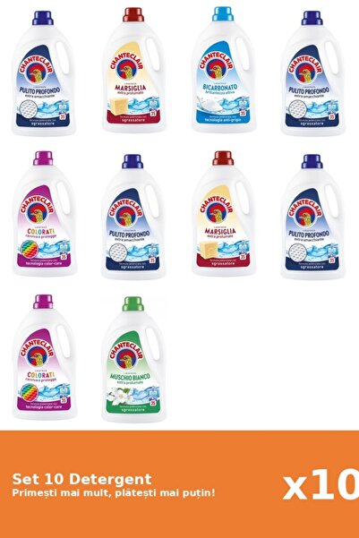 Chanteclair Set 10 Detergent Chanteclair: 4x Clasic, 2x Marsilia, 1x Bicarbonat, 2x Color, 1x Mosc Alb