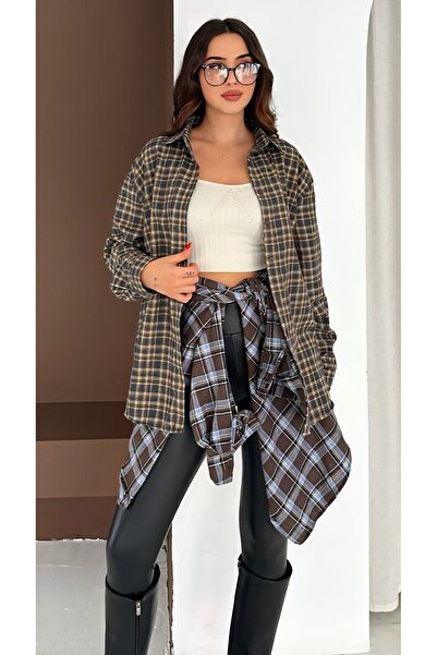 Noa Noa Standard Size Plaid Pattern Long Sleeve Shirt