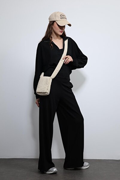 Antioch Black Wide Leg Striped Tracksuit Set