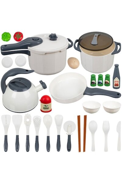 KRUZZEL Educational Kids Toy Kitchen, 32-Piece Plastic Playset, Multicolor