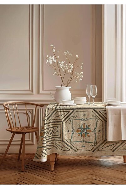 Markaev Anthracite Mosaic Cotton Tablecloth Msaort0041