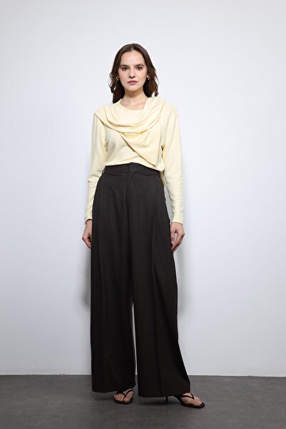 Antioch Brown Striped Wide-Leg Pants