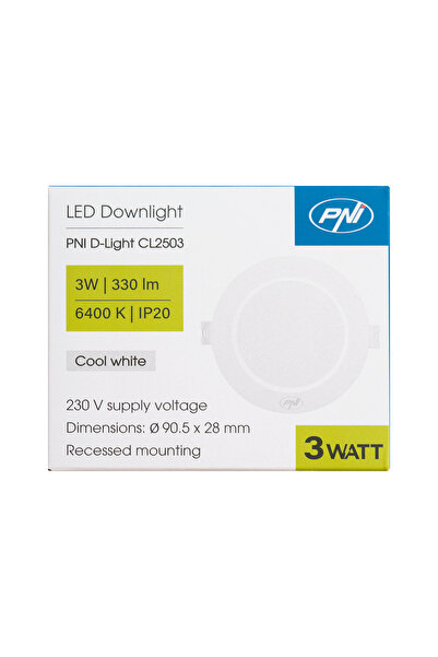 PNI D-Light CL2503 3W LED spot, recessed, round 9 cm, 6400K