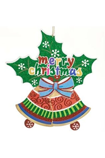IRO Hanging Christmas Decoration Bells with Mistletoe & Glitter 30 x 35 cm
