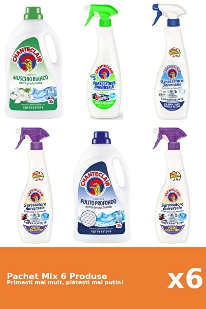 Chanteclair Set 6 Mix: 2 Detergent (Clasic, Mosc Alb), 4 Degresant (Bicarbona...