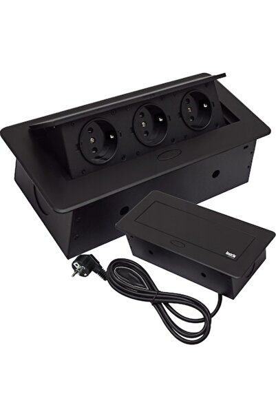 Izoxis 21659 – Triple pop-up countertop socket, black