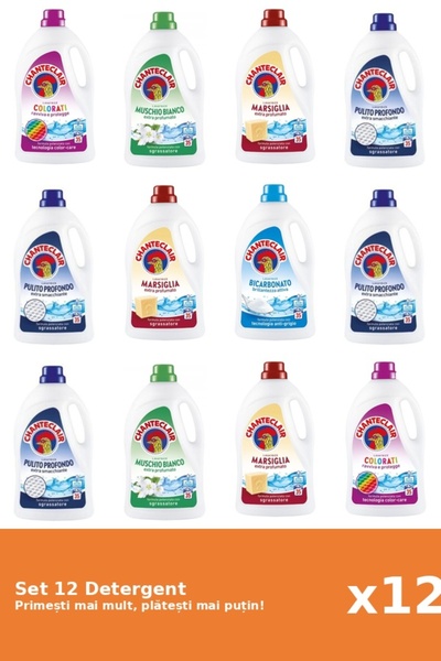 Chanteclair Set 12 Detergent Chanteclair: 2x Color, 2x Mosc Alb, 3x Marsilia, 4x Clasic, 1x Bicarbonat