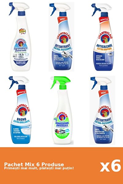 Chanteclair Set 6 Mix Chanteclair: 2 Degresant (Bicarbonat, Lamaie), 4 Anticalcar (Puternic, Rapid, Stralucire)
