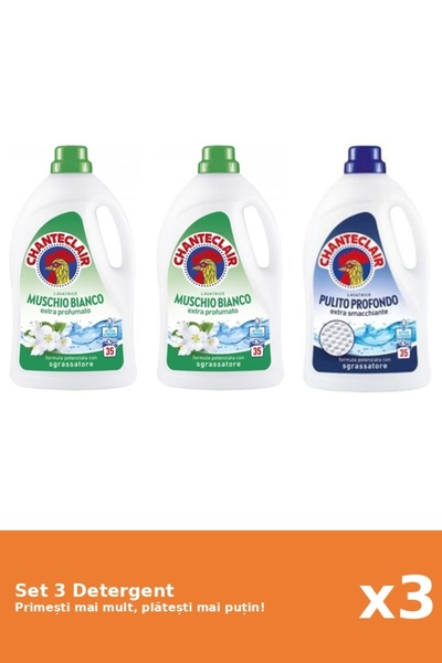Chanteclair Set 3 Detergent Chanteclair: 2x Mosc Alb, 1x Clasic