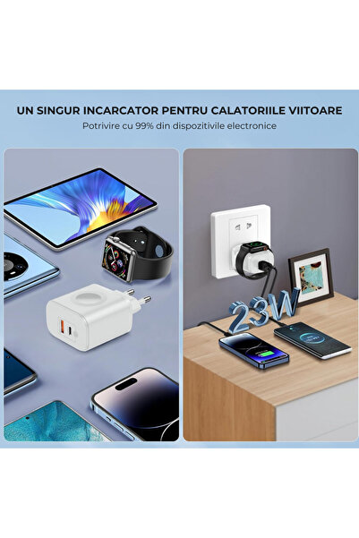 OEM Charger 3 in 1 - 23W Fast Charging, USB-C + USB-A, Apple Watch, iPhone