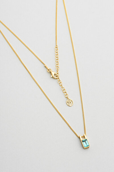 So CHIC... Okyanus Işığı 18 Ayar Sarı Altın Kaplama 45 Cm Gümüş Baget Kolye