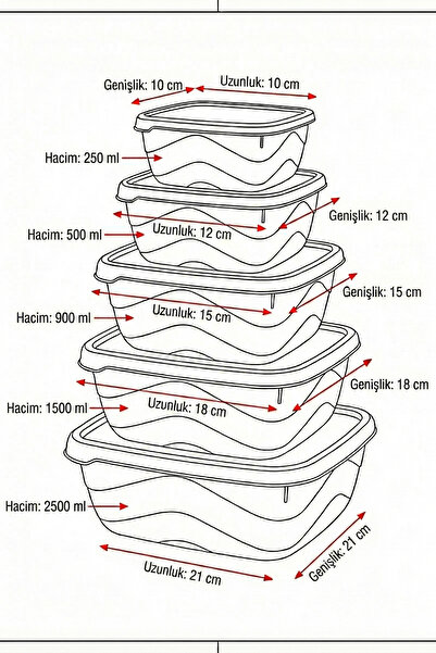 Poomy Set of 5 Square Storage Containers with Colorful Lids - Refrigerator Organizer Food Storage Box