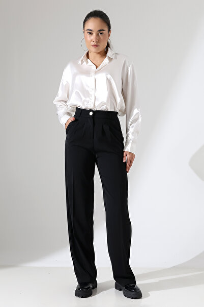 LOKADI خصر عالي للنساء مع مطاط في الخلف بنطلون واسع الأرجل