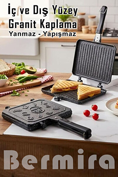 Lüks Grıll Tost Makinası Ocak Üstü Iç Ve Dış Granit Tost Makinesi