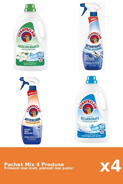 Chanteclair Set of 4 Chanteclair Mix: 2 Detergent (Bicarbonate, White Musk), 2 Anti-limescale (Strong, Fast)