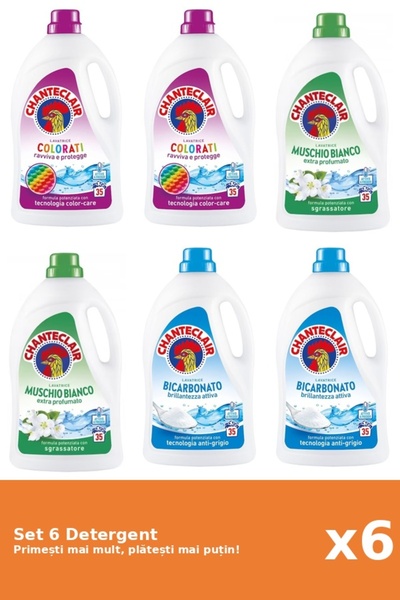Chanteclair Set 6 Detergent Chanteclair: 2x Color, 2x Mosc Alb, 2x Bicarbonat