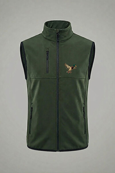 WİDİ Hunting Hunting Duck Printed Water and Wind Resistant Men's Softshell Outdoor Khaki Vest
