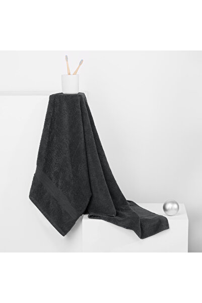 Deco King Bath towel with simple border, 100% cotton, 525 g/m2, Marina, 70 x 140 cm, dark grey