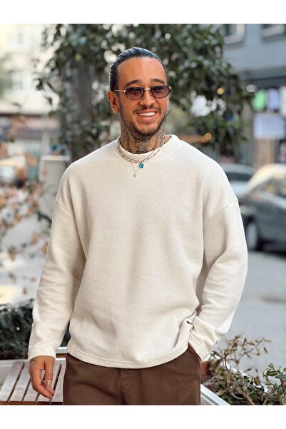 manch collection Half Fisherman Basic Knitted Sweatshirt Cream