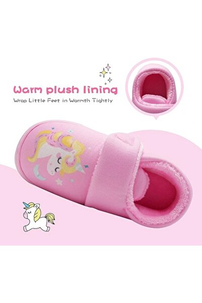 IceUnicorn Plush slippers for children, unicorn, pink, size 34-35,