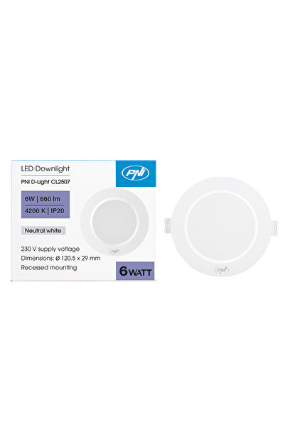 PNI D-Light CL2507 6W LED spot, recessed, round 12 cm, 4200K