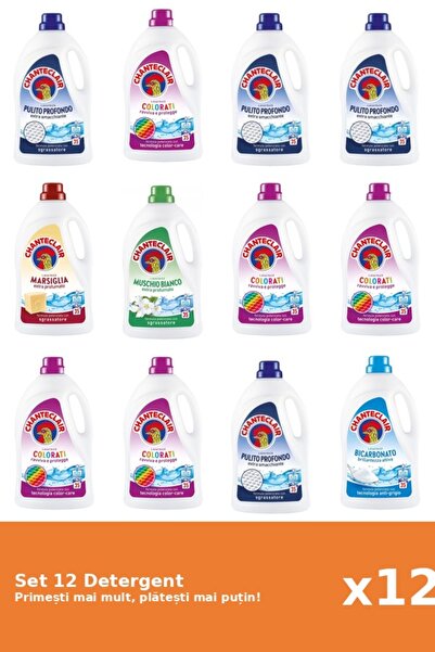 Chanteclair Set 12 Detergent Chanteclair: 4x Clasic, 5x Color, 1x Marsilia, 1x Mosc Alb, 1x Bicarbonat