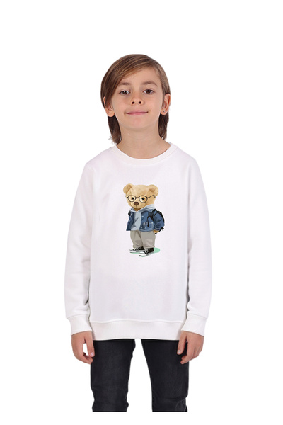 Rekormoda Момчешка суитшърт с принт на мечка, велосипедна яка, 3-слойна подпл...