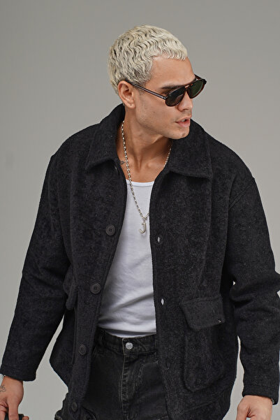 Butik Trend Biz Oversized Shirt Collar Buttoned Men's Fleece