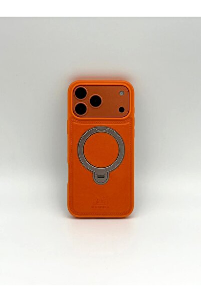 GENERAL Luxury Faux Leather MagSafe Phone Case with Magnetic Ring Stand - iPhone 17 Pro Max Cover