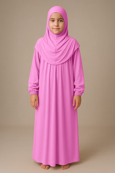 Sonbaharmoda Kız Çocuk Tesettür elbisesi Tek Parça Namaz Kıyafeti Tak Çıkar B...